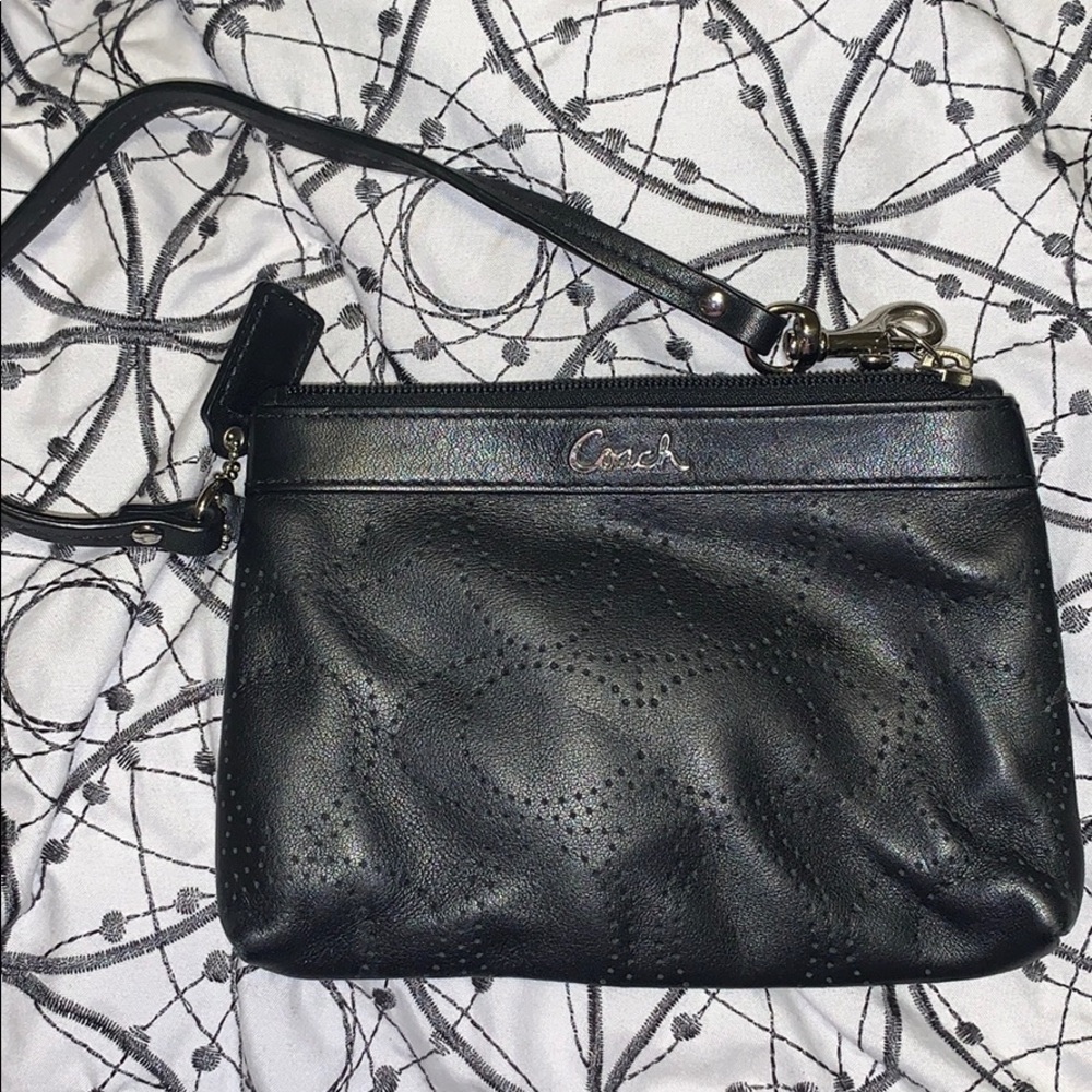 Used Authentic Coach Small black leather pouch